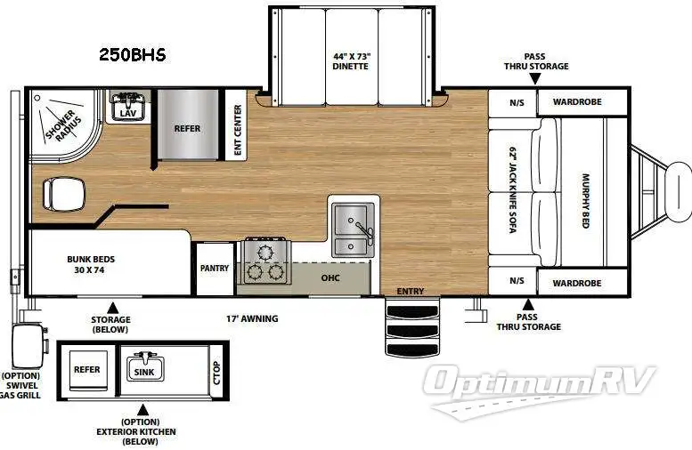 2016 Forest River Vibe Extreme Lite 250BHS RV Floorplan Photo