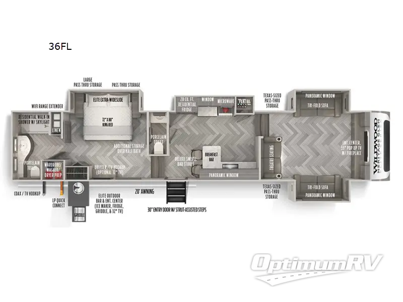 2022 Forest River Wildwood Heritage Glen Elite Series 36FL Floorplan Photo