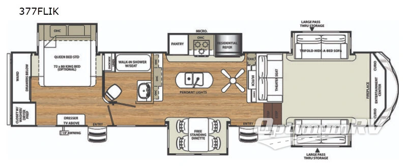 2018 Forest River Sandpiper 377FLIK RV Floorplan Photo