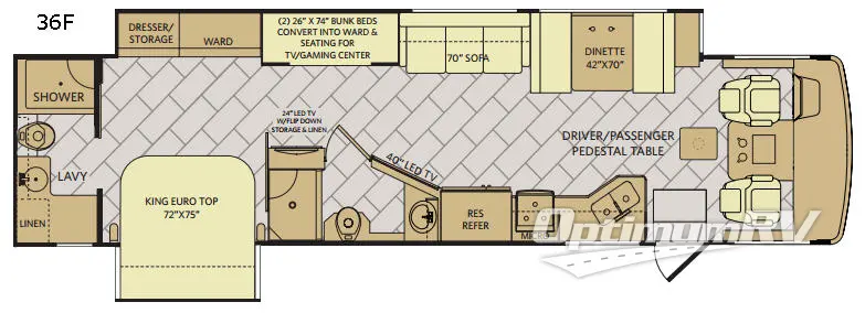 2018 Fleetwood Bounder 36F Floorplan Photo