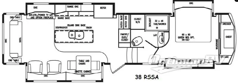 2014 DRV Luxury Suites Mobile Suites Estates 38RSSA Floorplan Photo