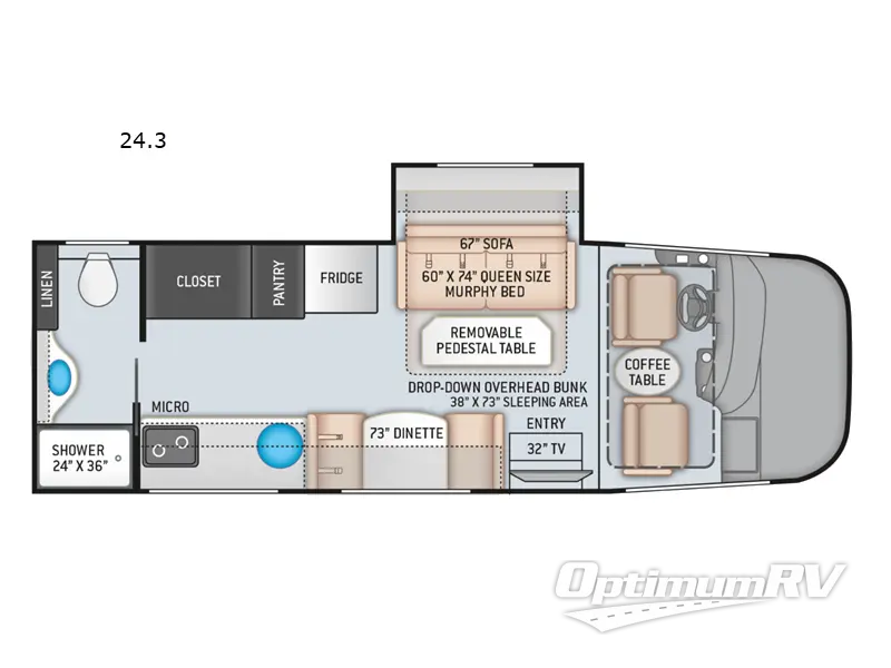 2022 Thor Axis 24.3 RV Floorplan Photo