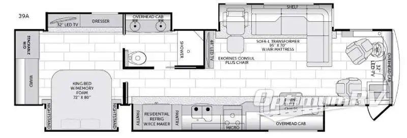 2015 American Coach American Revolution 39A Floorplan Photo