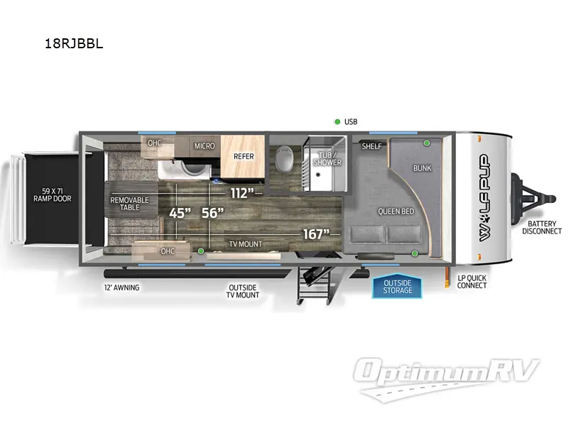 2023 Forest River Cherokee Wolf Pup Black Label 18RJBBL Floorplan Photo