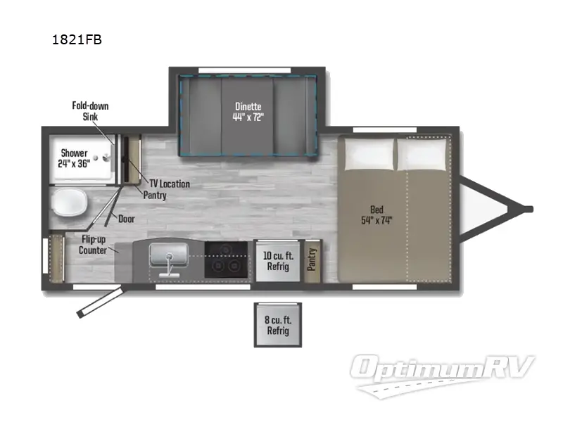 2024 Winnebago Towables Micro Minnie 1821FB Floorplan Photo