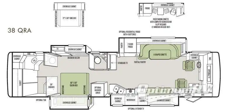 2013 Tiffin Allegro RED 38 QRA RV Floorplan Photo