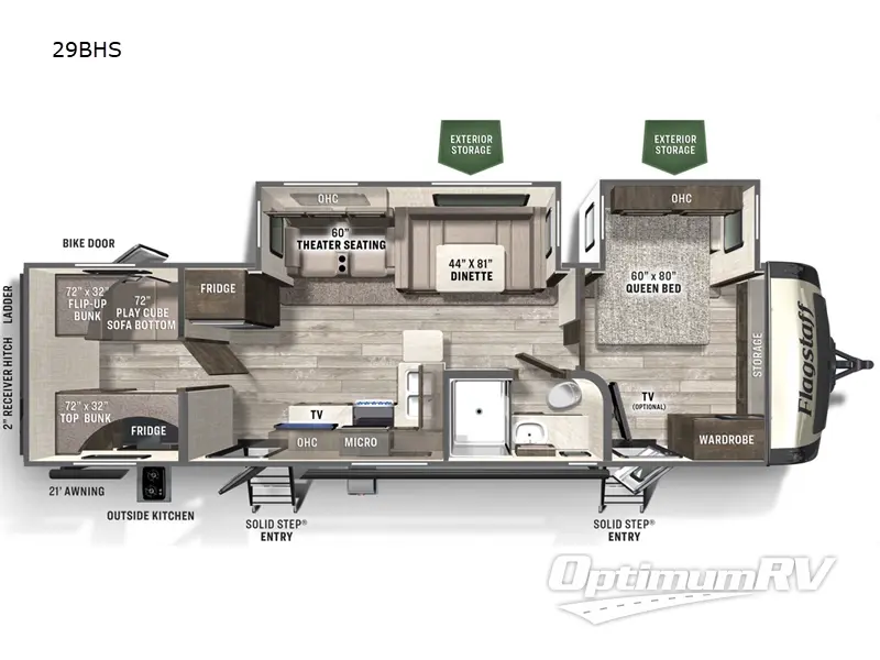 2023 Forest River Flagstaff Super Lite 29BHS Floorplan Photo