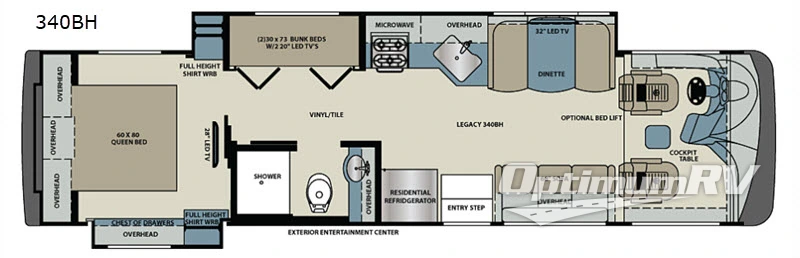 2018 Forest River Legacy SR 340 340BH Floorplan Photo
