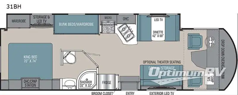 2021 Coachmen Pursuit 31BH Floorplan Photo