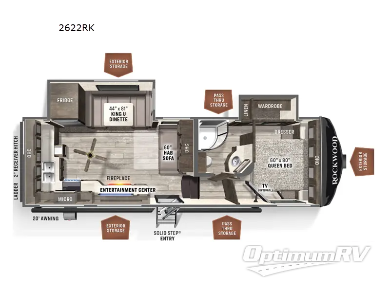 2022 Forest River Rockwood Ultra Lite 2622RK Floorplan Photo