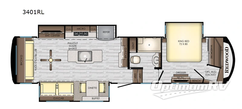 2019 Redwood Redwood 3401RL Floorplan Photo