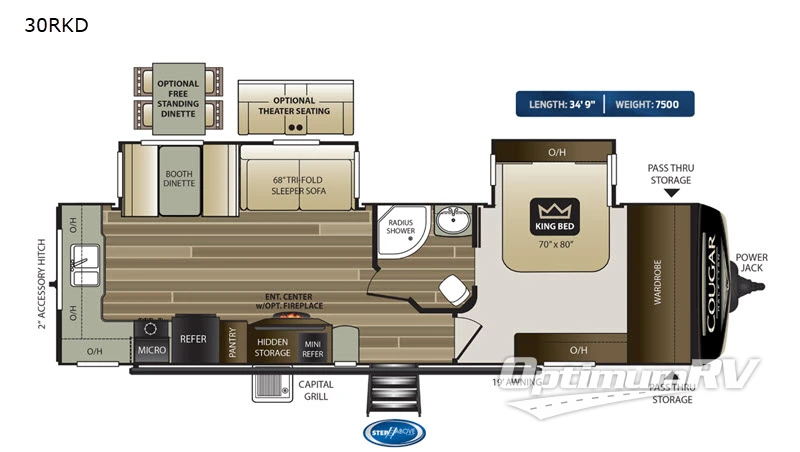 2020 Keystone Cougar Half-Ton 30RKD Floorplan Photo