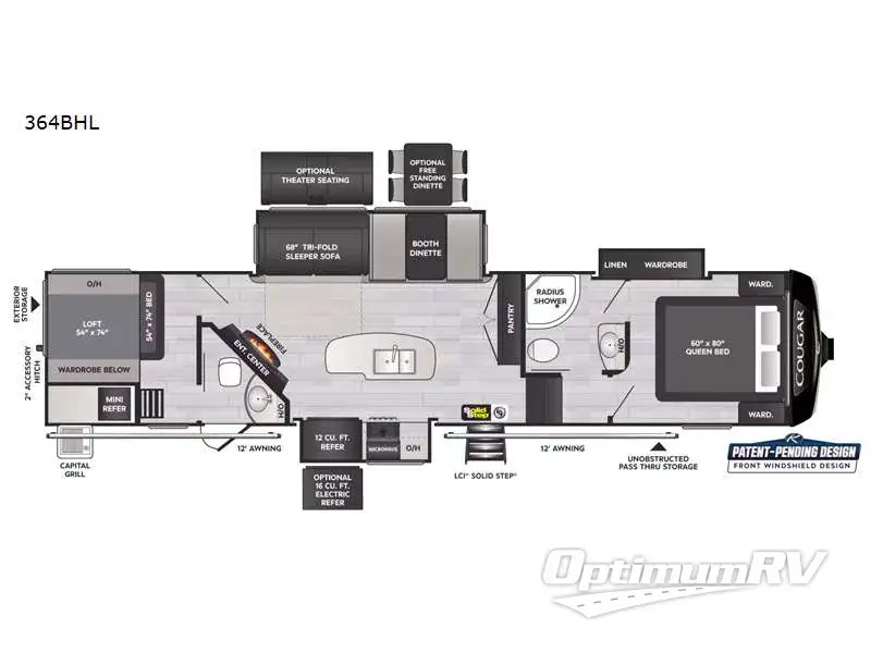 2022 Keystone Cougar 364BHL Floorplan Photo