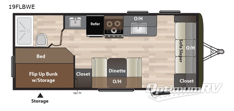 2018 Keystone Hideout 19FLBWE Floorplan Photo
