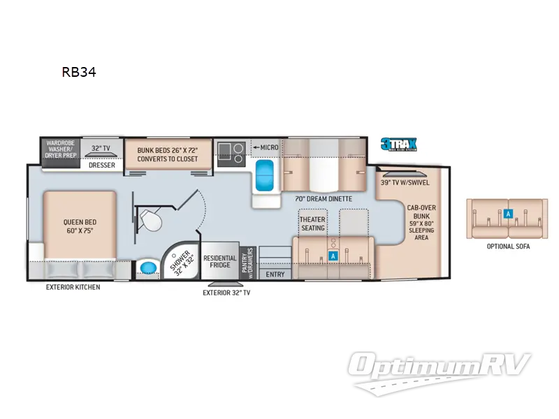 2022 Thor Omni RB34 RV Floorplan Photo