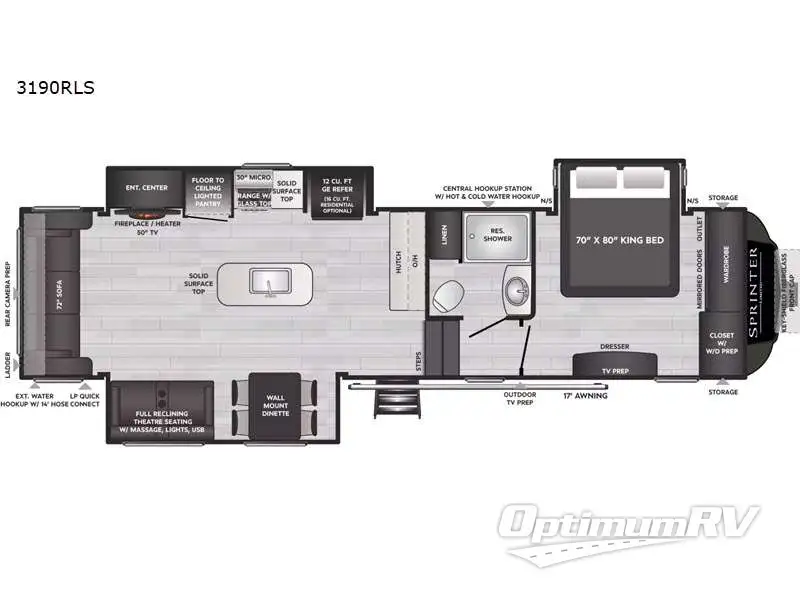 2023 Keystone Sprinter Limited 3190RLS RV Floorplan Photo