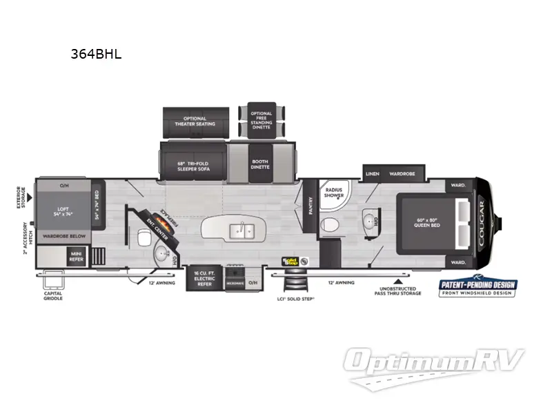 2023 Keystone Cougar 364BHL Floorplan Photo
