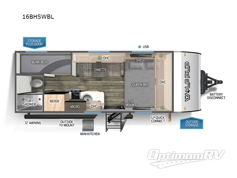 2023 Forest River Cherokee Wolf Pup Black Label 16BHSBL Floorplan Photo