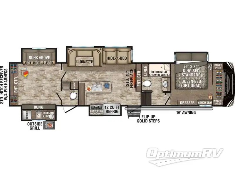 2019 KZ Durango D347BHF RV Floorplan Photo