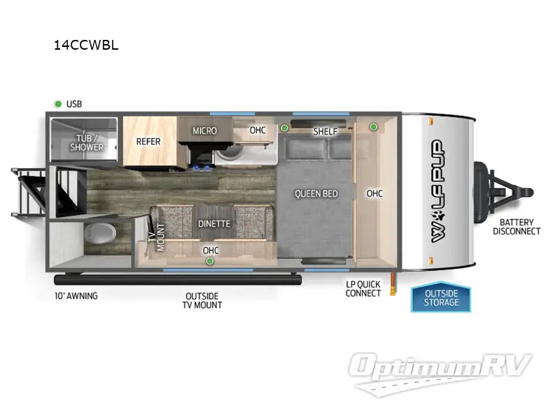 2024 Forest River Cherokee Wolf Pup Black Label 14CCBL RV Floorplan Photo