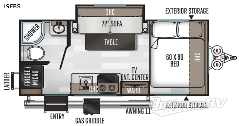 2020 Forest River Rockwood GEO Pro 19FBS Floorplan Photo