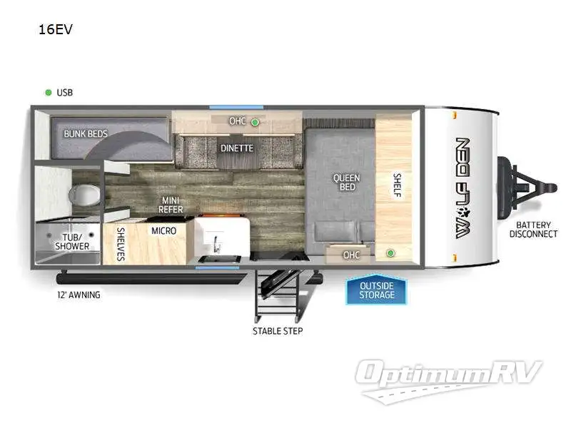 2024 Forest River Cherokee Wolf Den 16EV Floorplan Photo