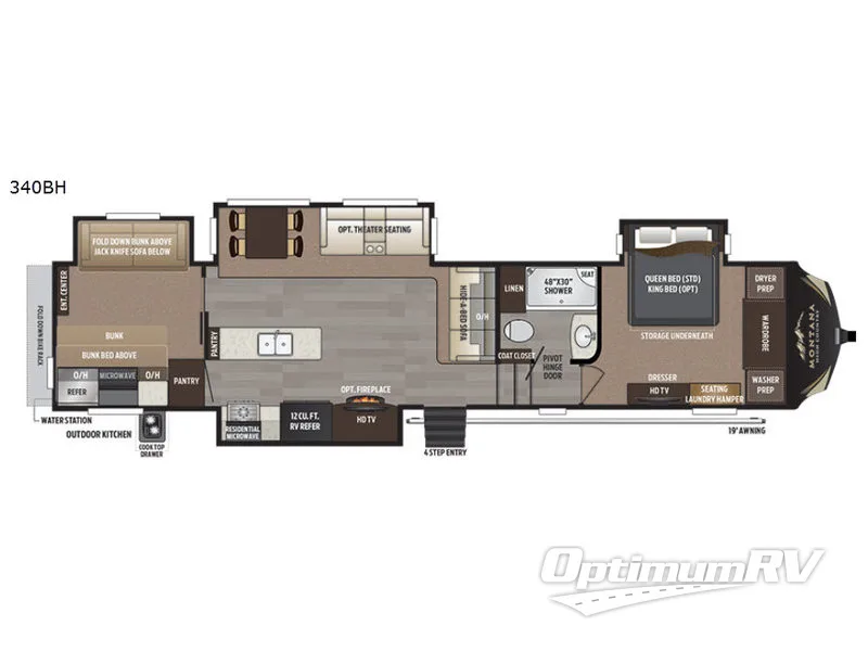 2017 Keystone Montana High Country 340BH Floorplan Photo