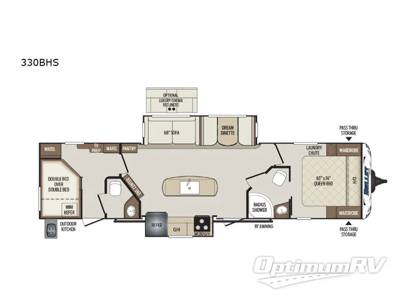 2020 Keystone Bullet 330BHS Floorplan Photo