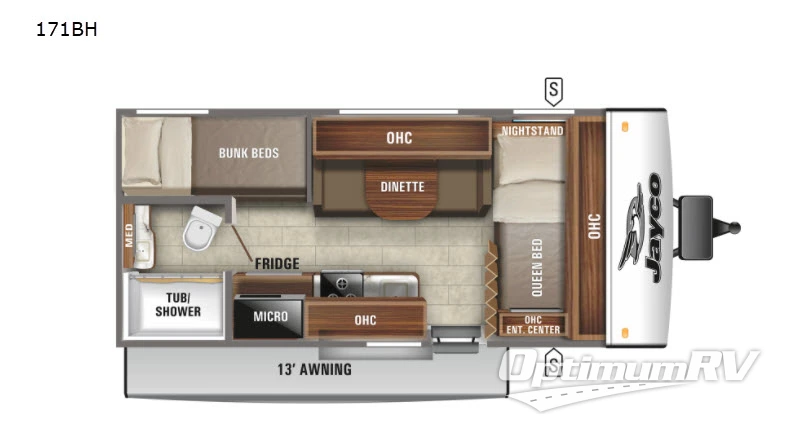 2021 Jayco Jay Feather Micro 171BH RV Floorplan Photo