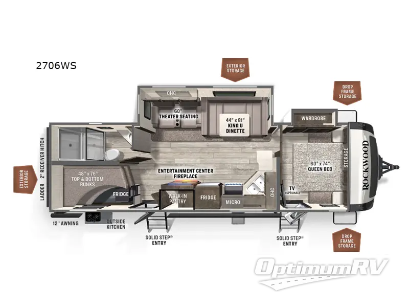 2023 Forest River Rockwood Ultra Lite 2706WS Floorplan Photo