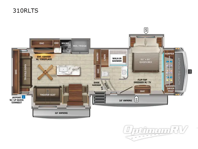 2021 Jayco North Point 310RLTS RV Floorplan Photo