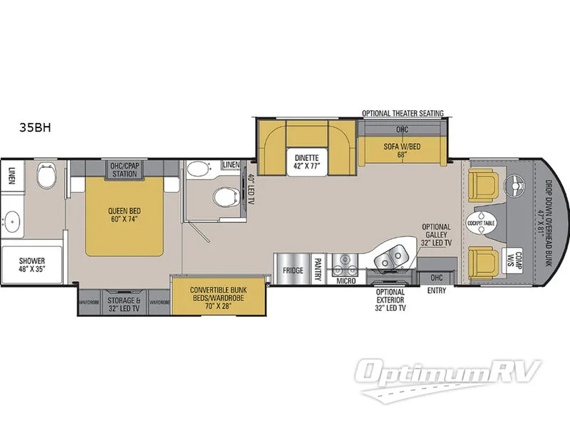 2019 Coachmen Mirada 35BH Floorplan Photo