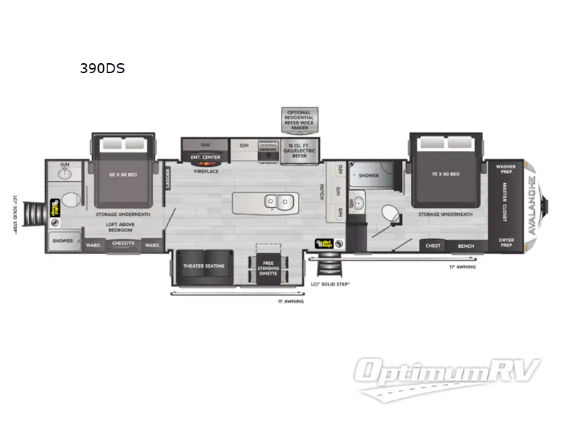2022 Keystone Avalanche 390DS Floorplan Photo