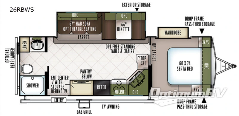 2018 Forest River Flagstaff Super Lite 26RBWS Floorplan Photo