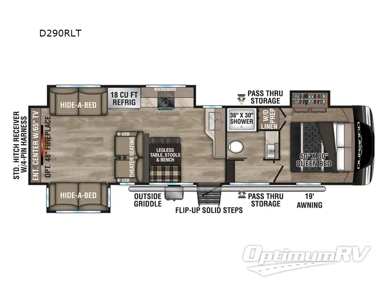 2024 KZ Durango Half-Ton D290RLT Floorplan Photo