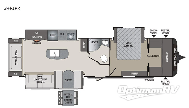2020 Keystone Premier Ultra Lite 34RIPR Floorplan Photo