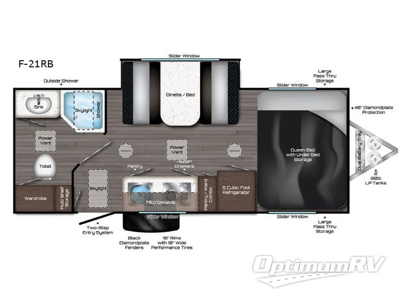 2018 Travel Lite Falcon F-21RB Floorplan Photo