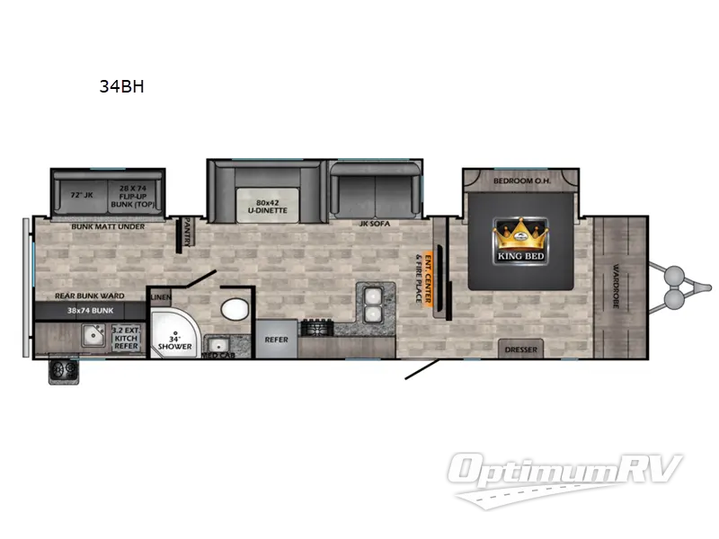 2022 CrossRoads Volante 34BH Floorplan Photo