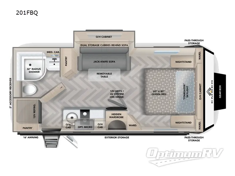 2022 Ember Overland Series 201FBQ RV Floorplan Photo