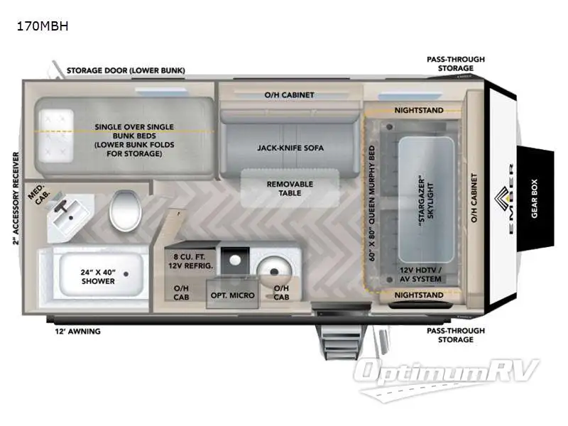 2022 Ember Overland Series 170MBH Floorplan Photo