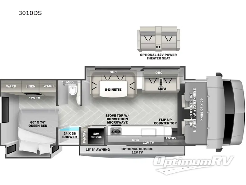 2023 Forest River Sunseeker Classic 3010DS Ford RV Floorplan Photo