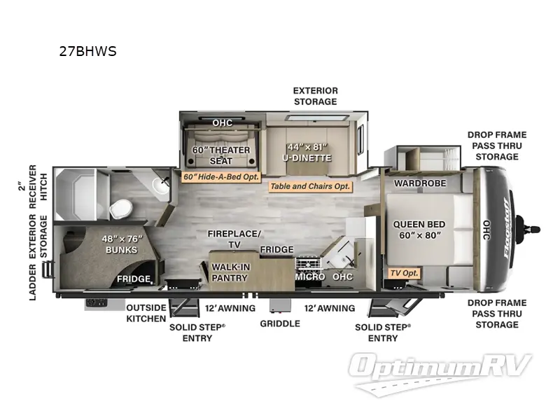 2024 Forest River Flagstaff Super Lite 27BHWS Floorplan Photo