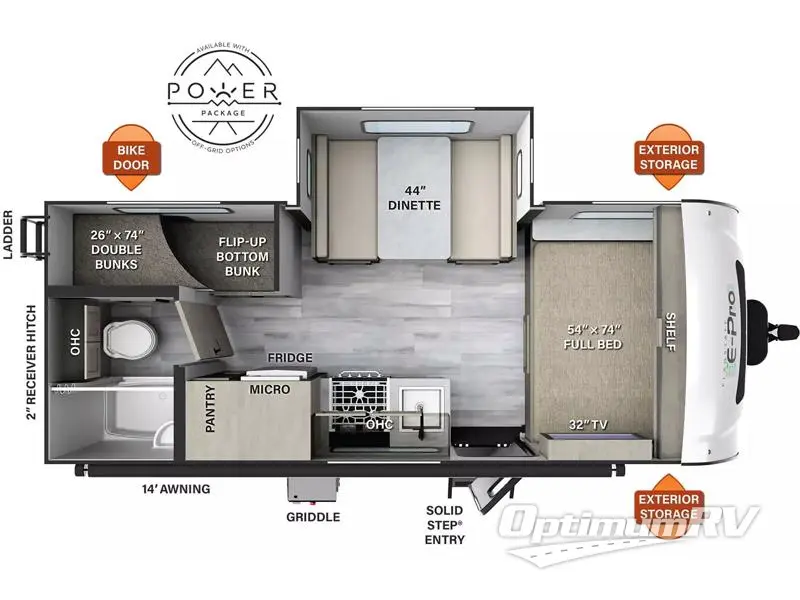 2023 Forest River Flagstaff E-Pro E20BHS RV Floorplan Photo