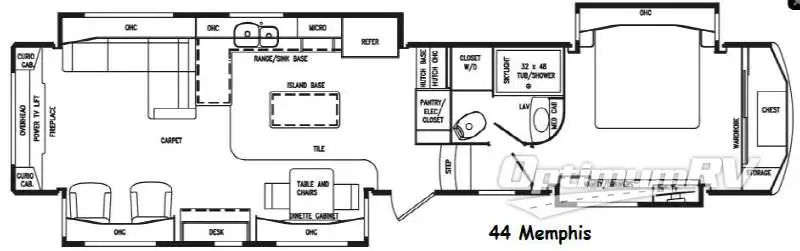 2014 DRV Luxury Suites Mobile Suites Estates 44 Memphis RV Floorplan Photo