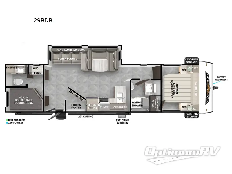 2024 Forest River Wildwood 29BDB Floorplan Photo