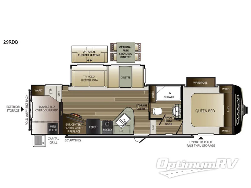 2018 Keystone Cougar Half-Ton Series 29RDB Floorplan Photo