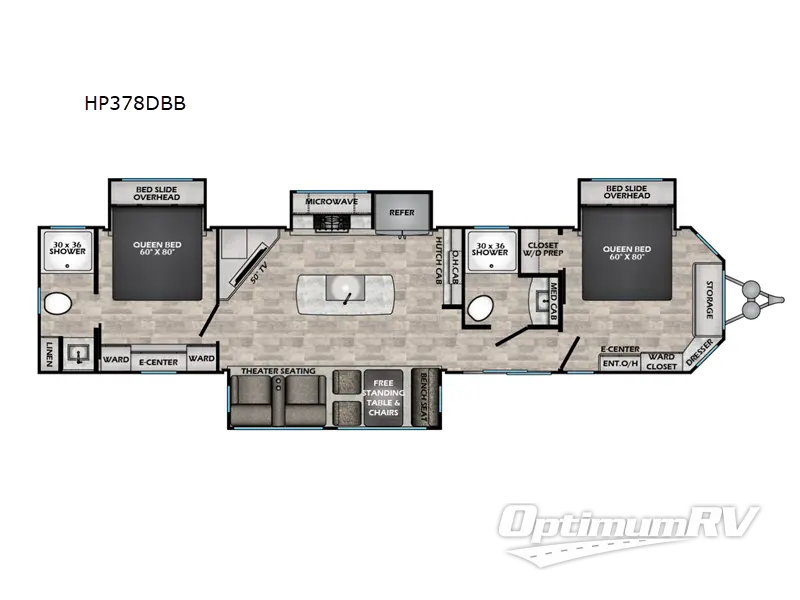 2024 CrossRoads Hampton HP378DBB Floorplan Photo