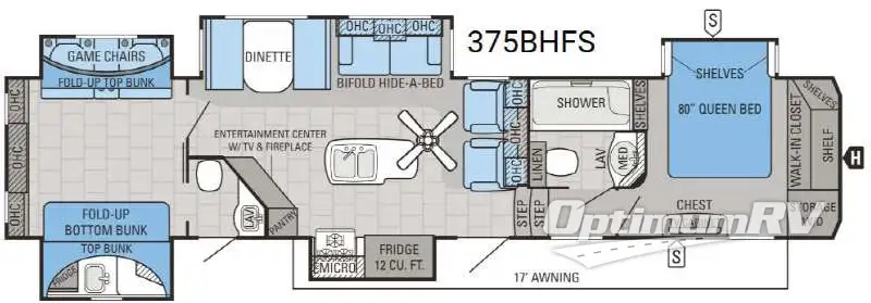 2016 Jayco North Point 375BHFS Floorplan Photo