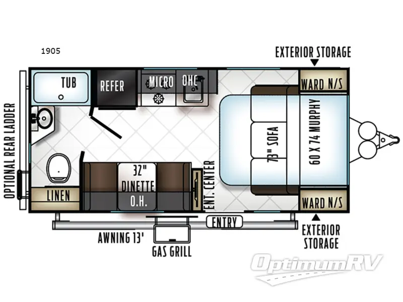 2018 Forest River Rockwood Mini Lite 1905 Floorplan Photo