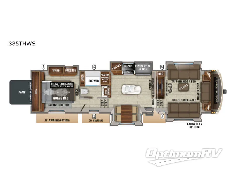 2019 Jayco North Point 385THWS RV Floorplan Photo